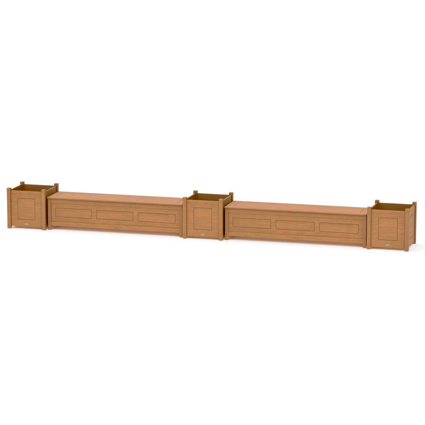 POLYWOOD 72" Country Living Straight Double Planter Storage Bench Set- Large — Natural