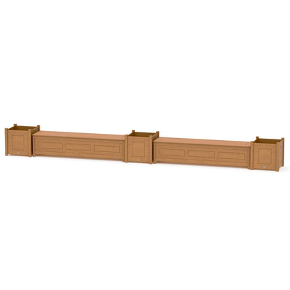 POLYWOOD 72" Country Living Straight Double Planter Storage Bench Set- Large — Natural