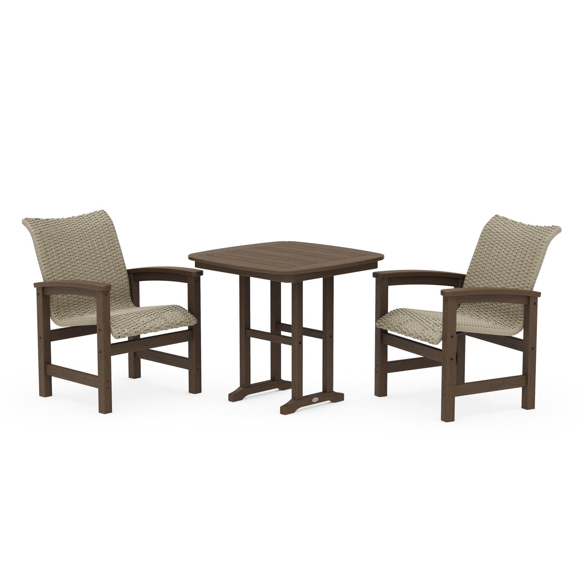 POLYWOOD Coastal Woven 3-Piece Dining Set — Kona / Dune Grass