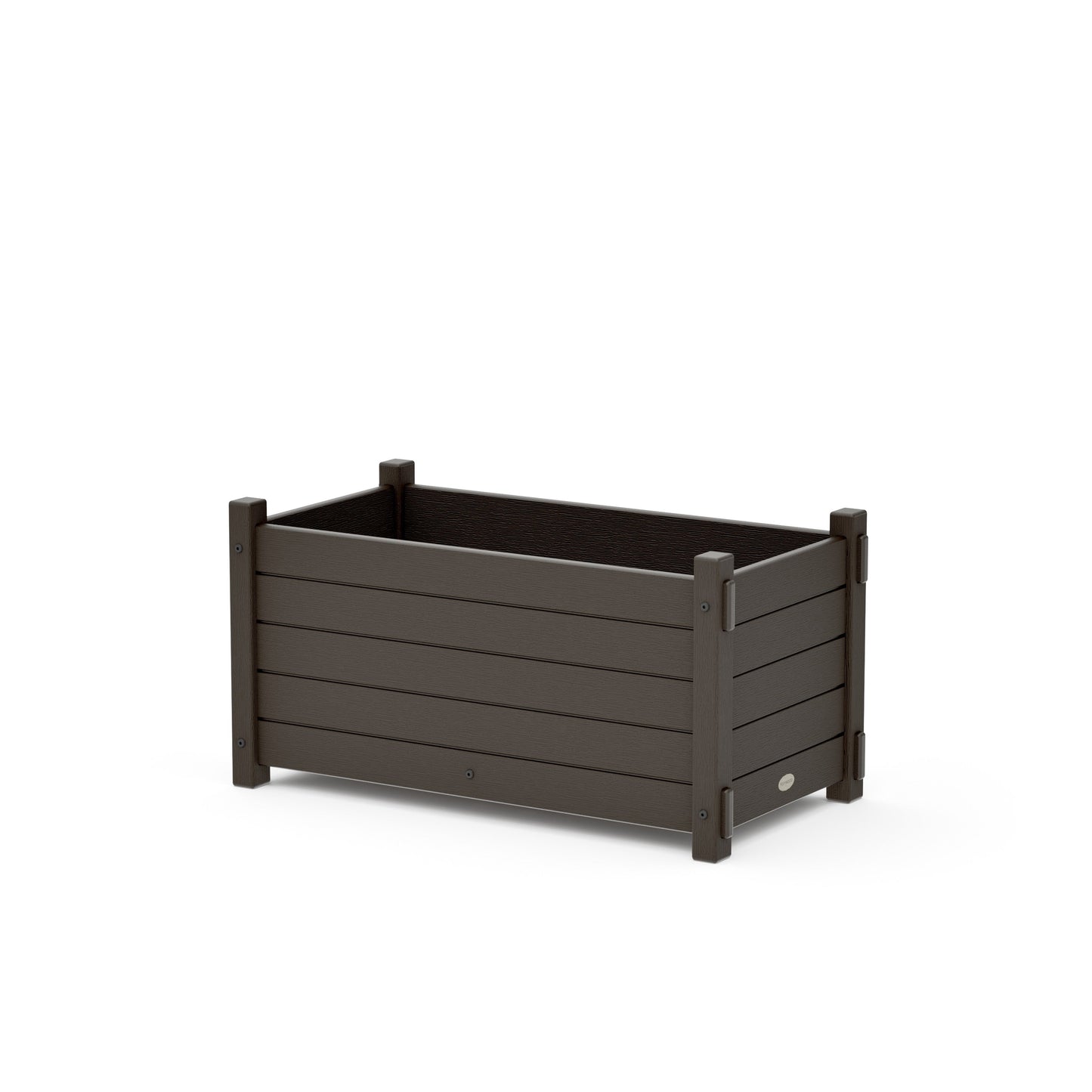 POLYWOOD Nautical Rectangle Double Planter Box — Vintage Coffee