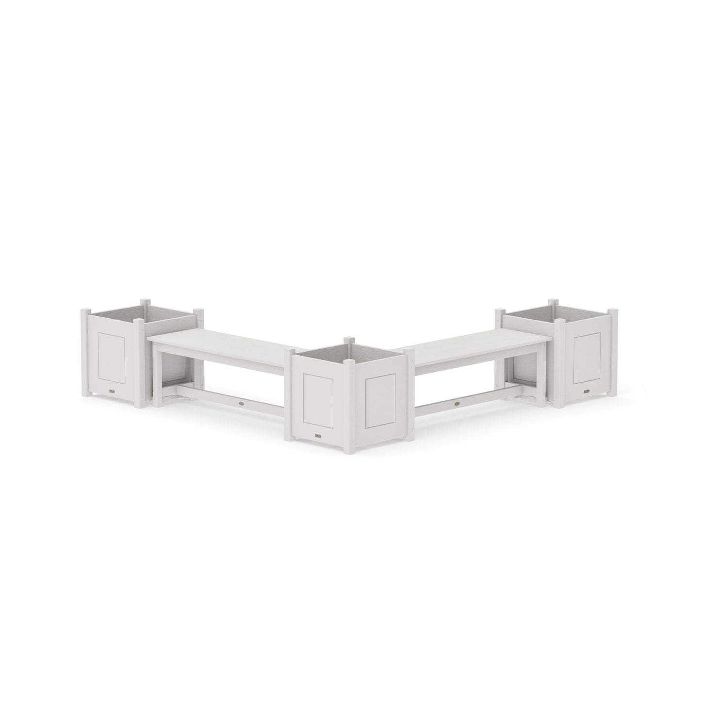 POLYWOOD 48" Country Living L- Shaped Planter Bench Corner Set - Large — Vintage White