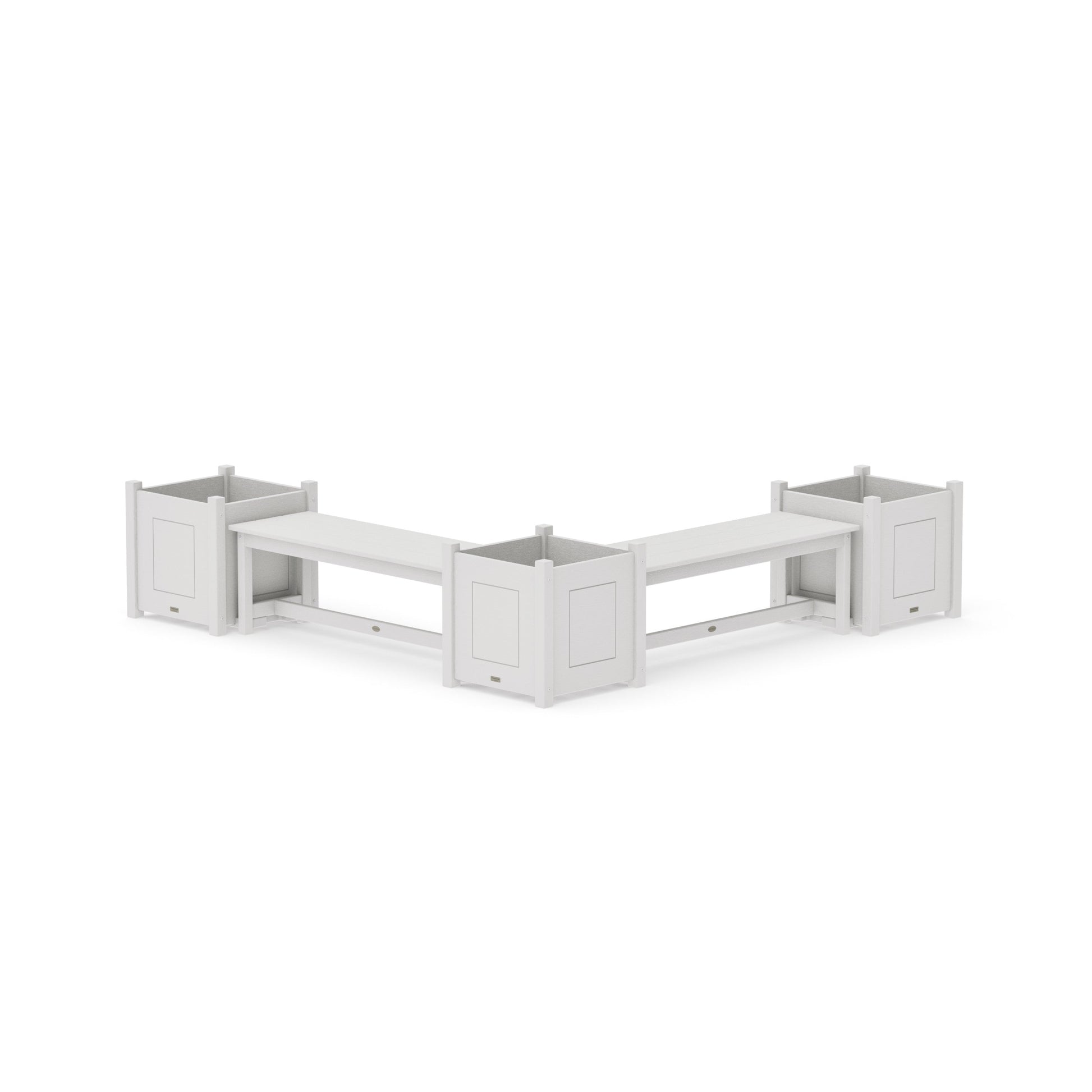 POLYWOOD 48" Country Living L- Shaped Planter Bench Corner Set - Large — Vintage White