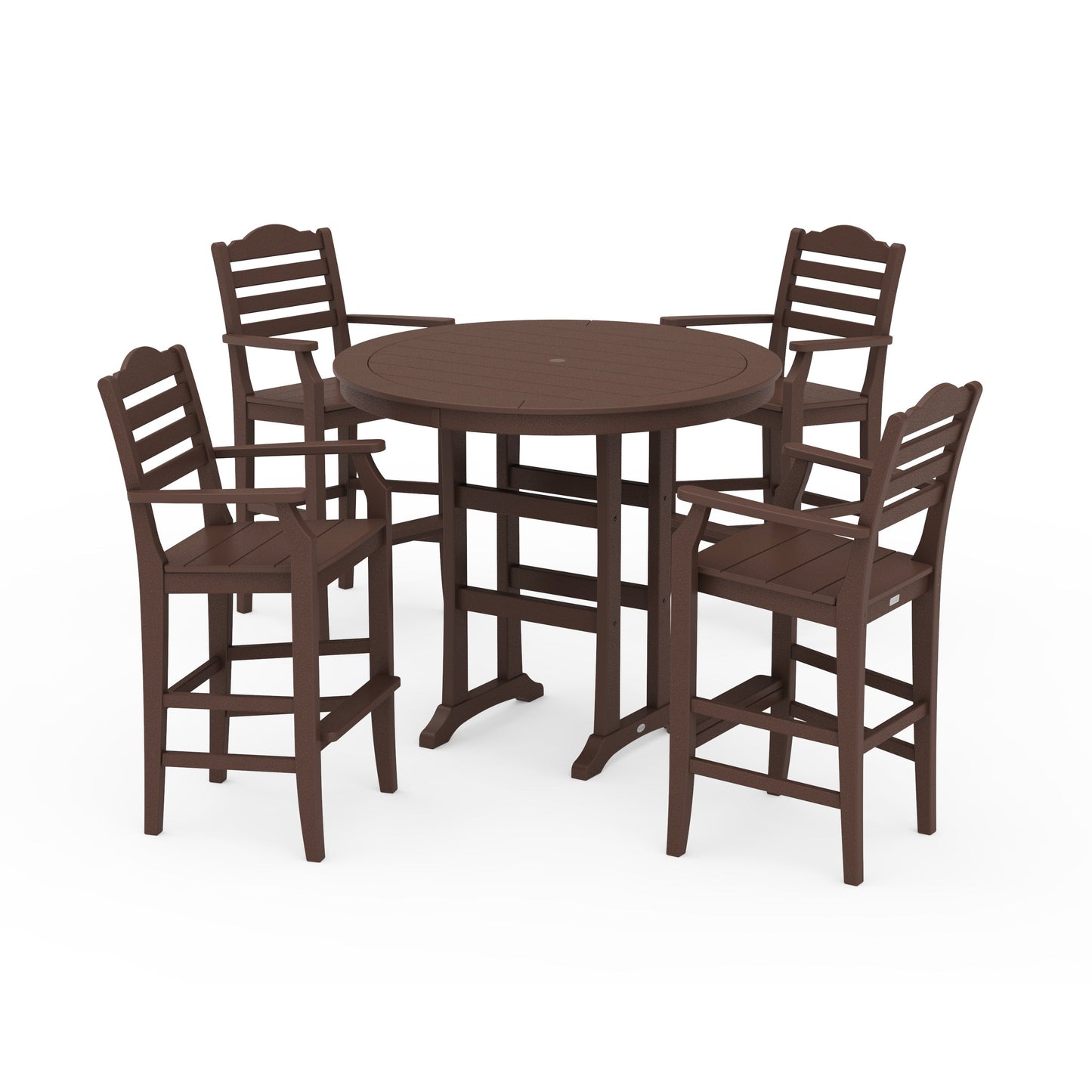 POLYWOOD Savannah 5-Piece Round Bar Set — Mahogany