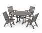 POLYWOOD Vineyard Folding Chair 5-Piece Round Dining Set with Trestle Legs FREE SHIPPING