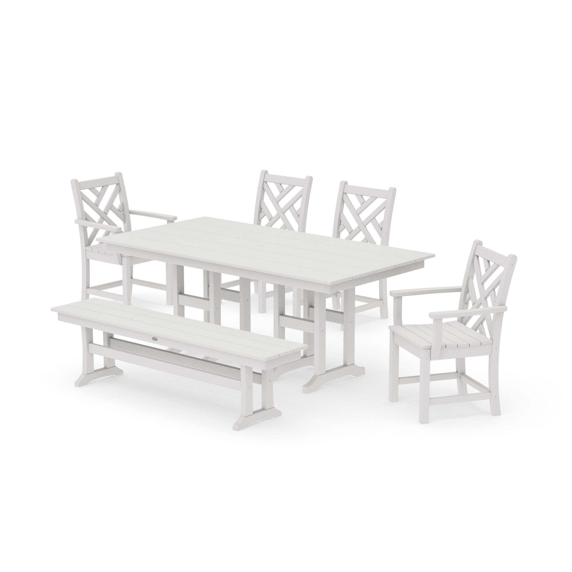 POLYWOOD Chippendale 6-Piece Farmhouse Dining Set — Vintage White