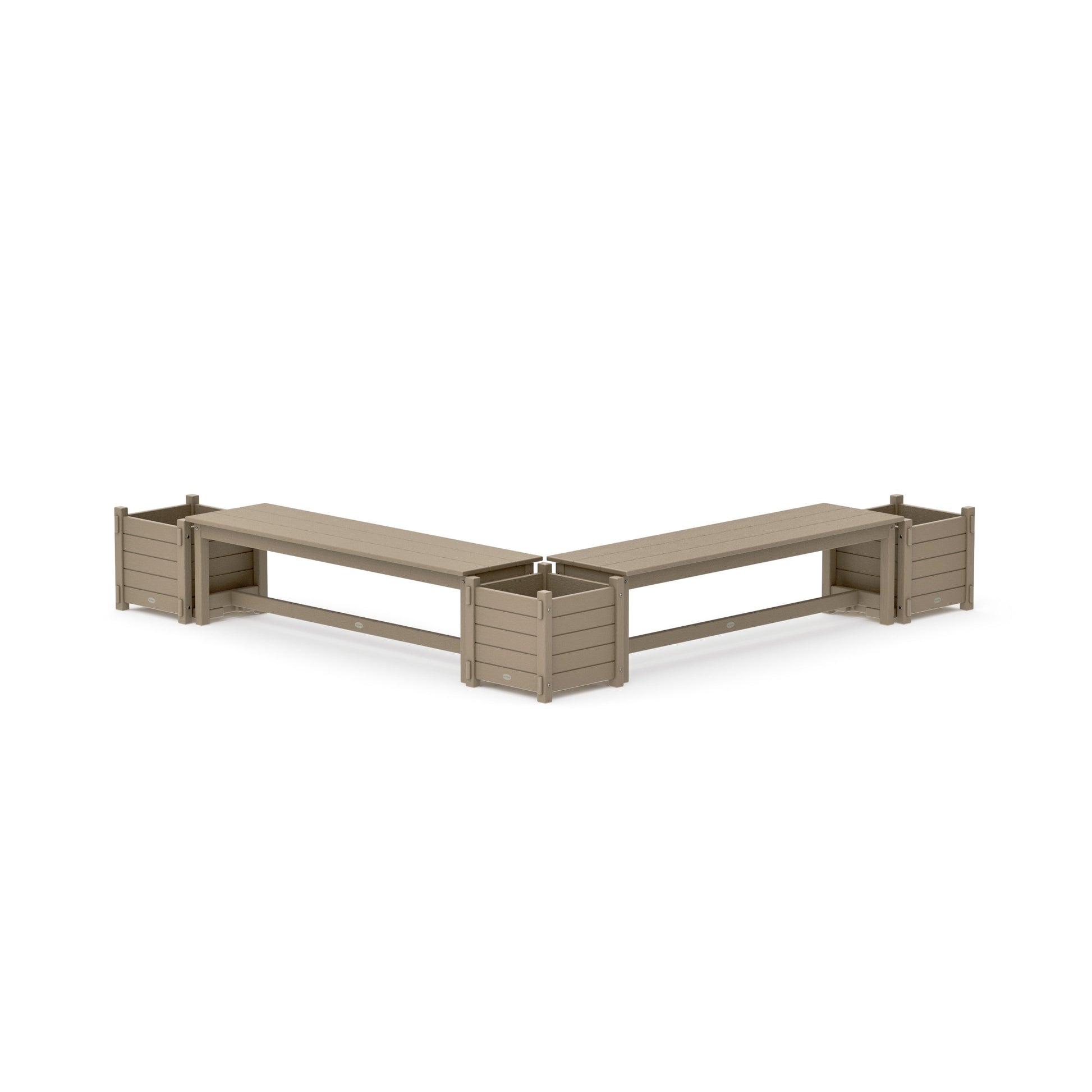 POLYWOOD 60" Nautical L- Shaped Planter Bench Corner Set — Vintage Sahara