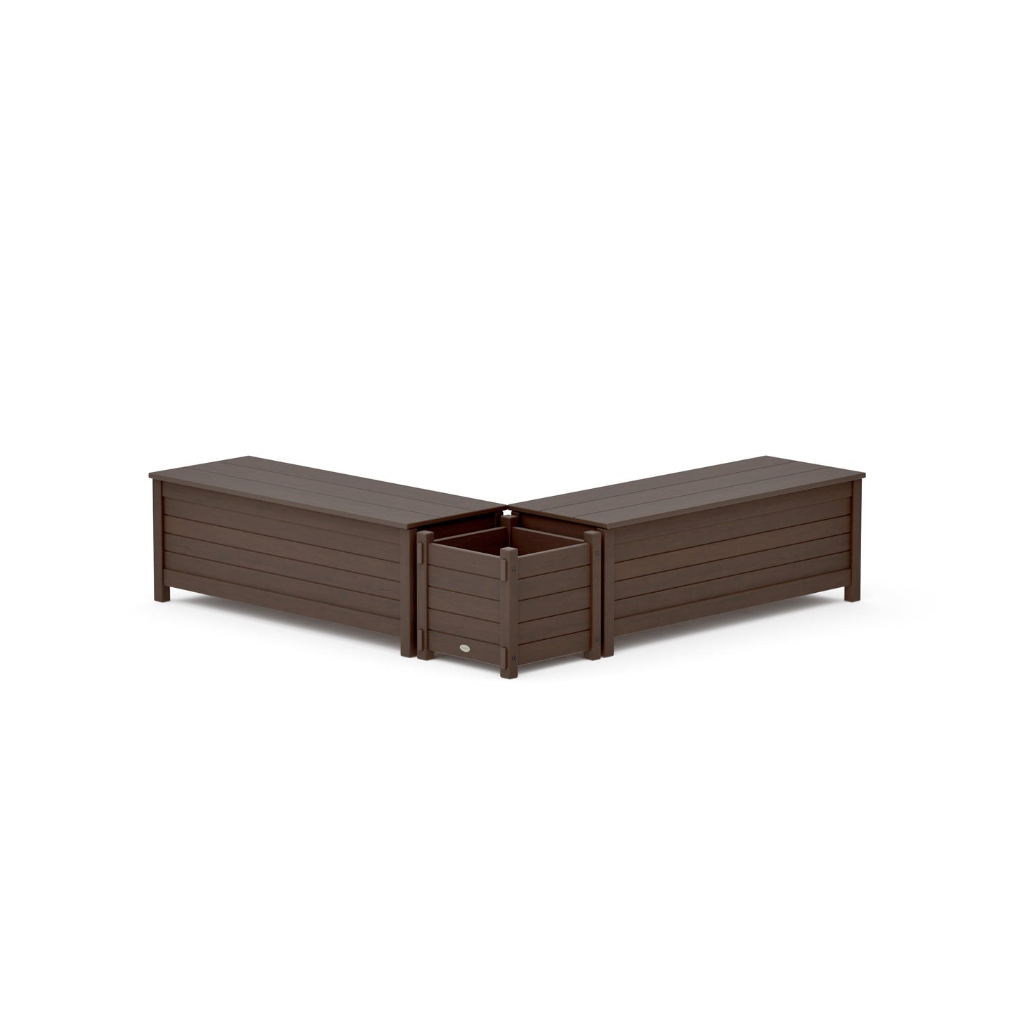 POLYWOOD 48" Nautical L- Shaped Planter Storage Bench Set — Kona