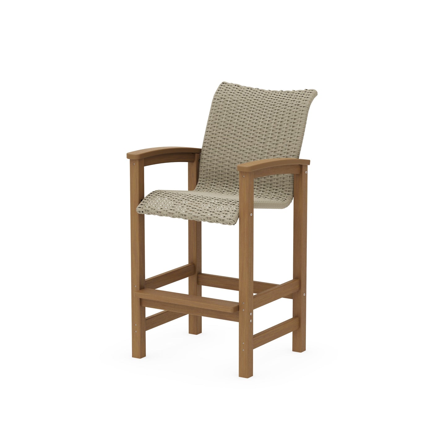 POLYWOOD Coastal Woven Bar Chair — Natural / Dune Grass