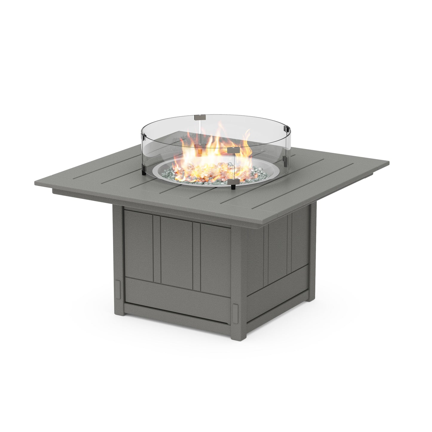 POLYWOOD Acadia Square 42" Fire Pit Table — Slate Grey