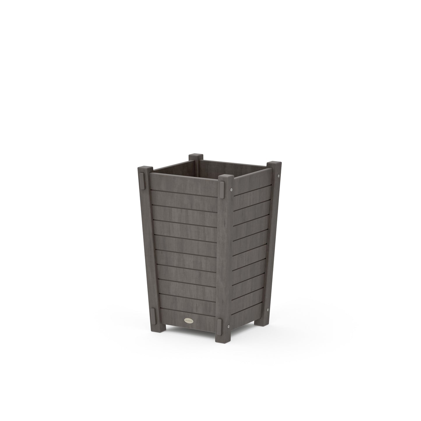POLYWOOD Nautical Tapered Square Short Planter Box — Driftwood