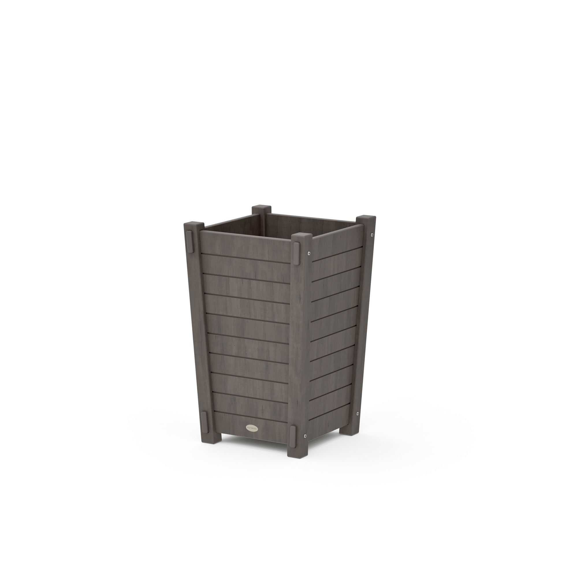 POLYWOOD Nautical Tapered Square Short Planter Box — Driftwood