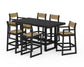 POLYWOOD EDGE Sling 7-Piece Bar Table Set — Black / Burlap Sling