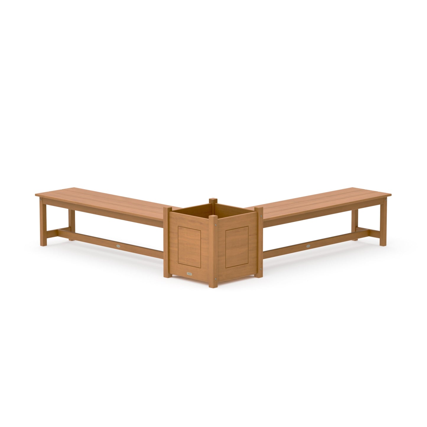 POLYWOOD 60" Country Living L- Shaped Planter Bench Set- Large — Natural