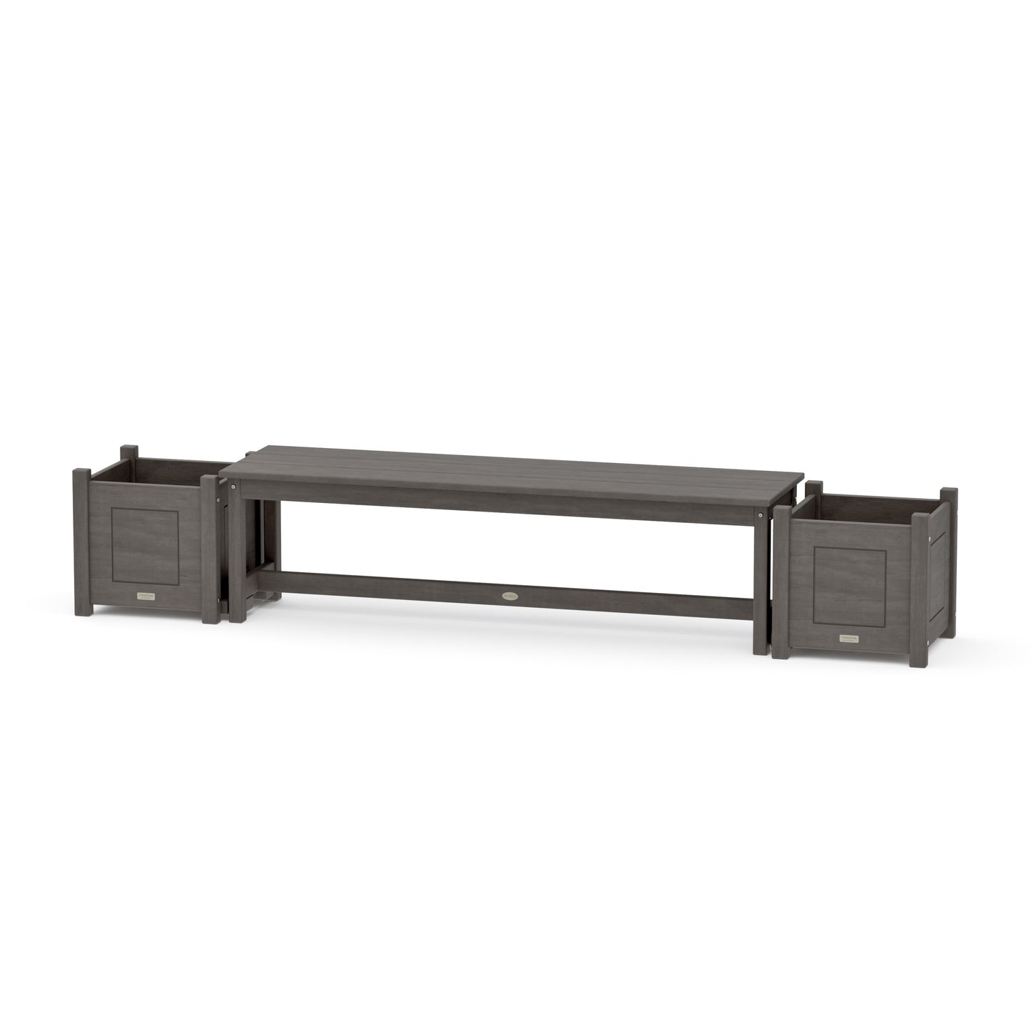 POLYWOOD 60" Country Living Straight Planter Bench Set — Driftwood