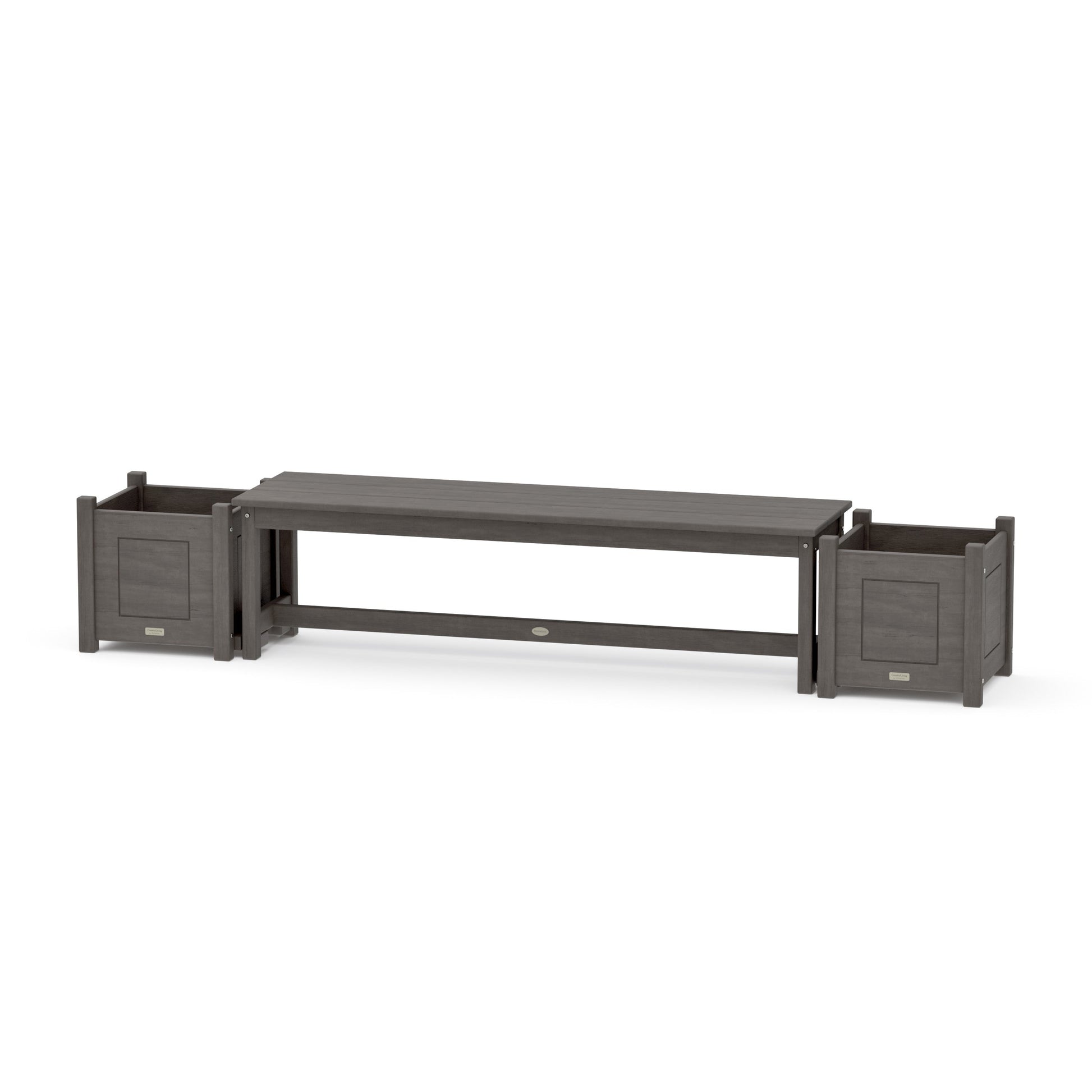 POLYWOOD 60" Country Living Straight Planter Bench Set — Driftwood