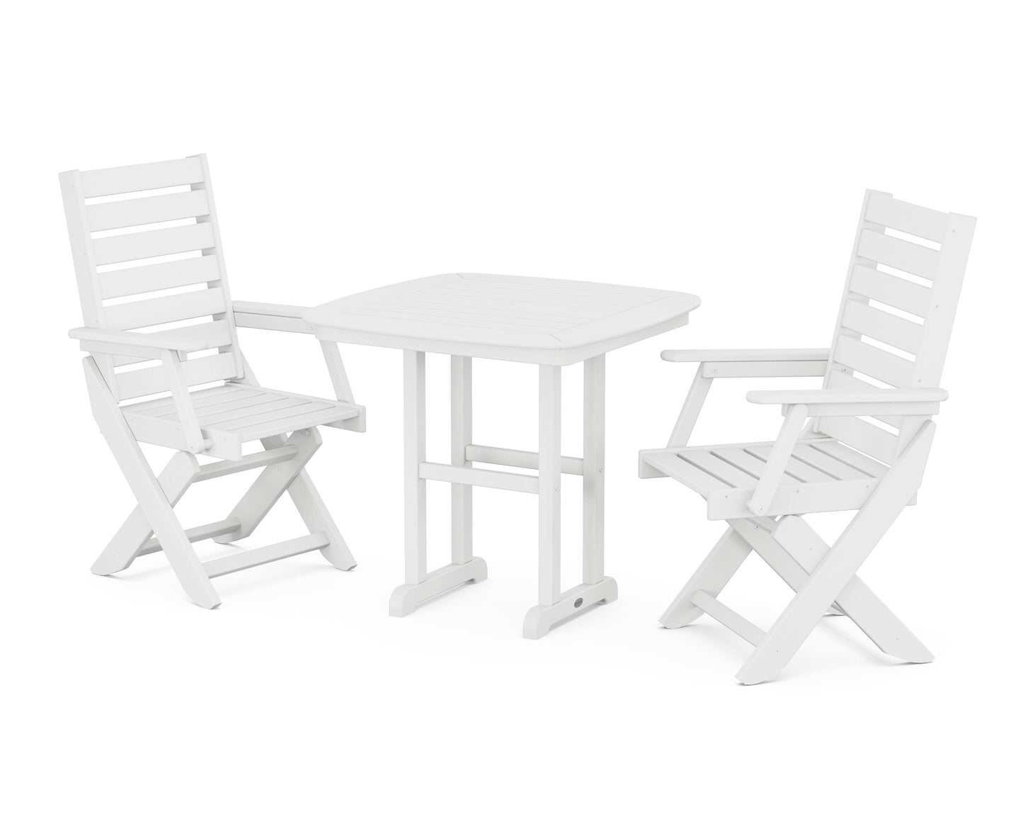 POLYWOOD Captain Folding Chair 3-Piece Dining Set — White