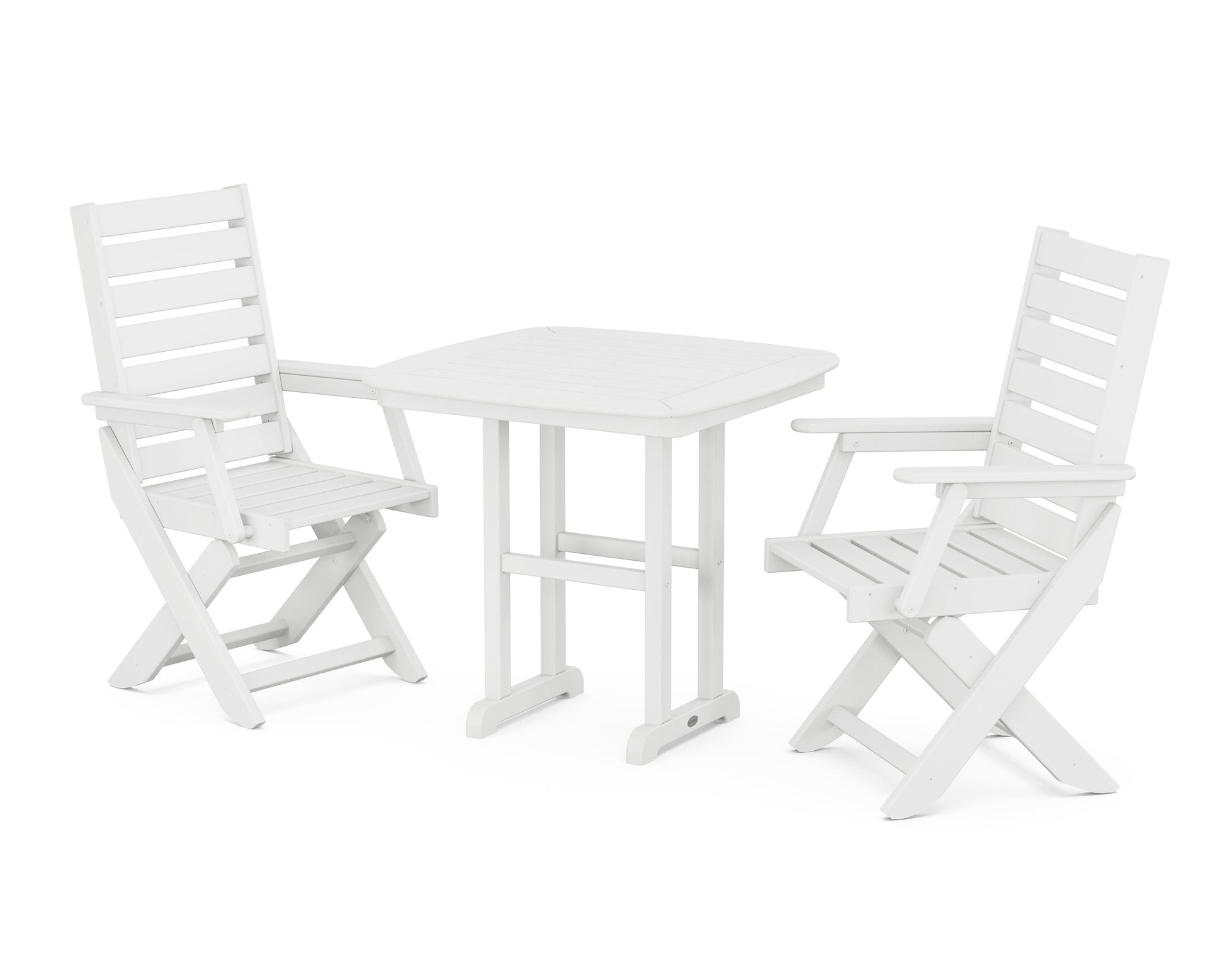POLYWOOD Captain Folding Chair 3-Piece Dining Set — White