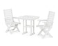 POLYWOOD Captain Folding Chair 3-Piece Dining Set — White