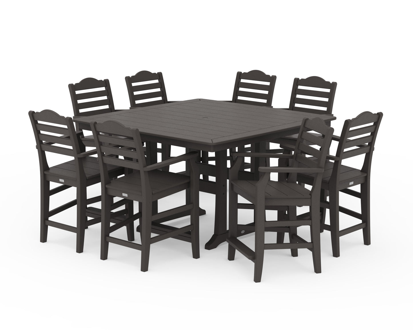 POLYWOOD Savannah 9-Piece Square Counter Set with Trestle Legs — Vintage Coffee