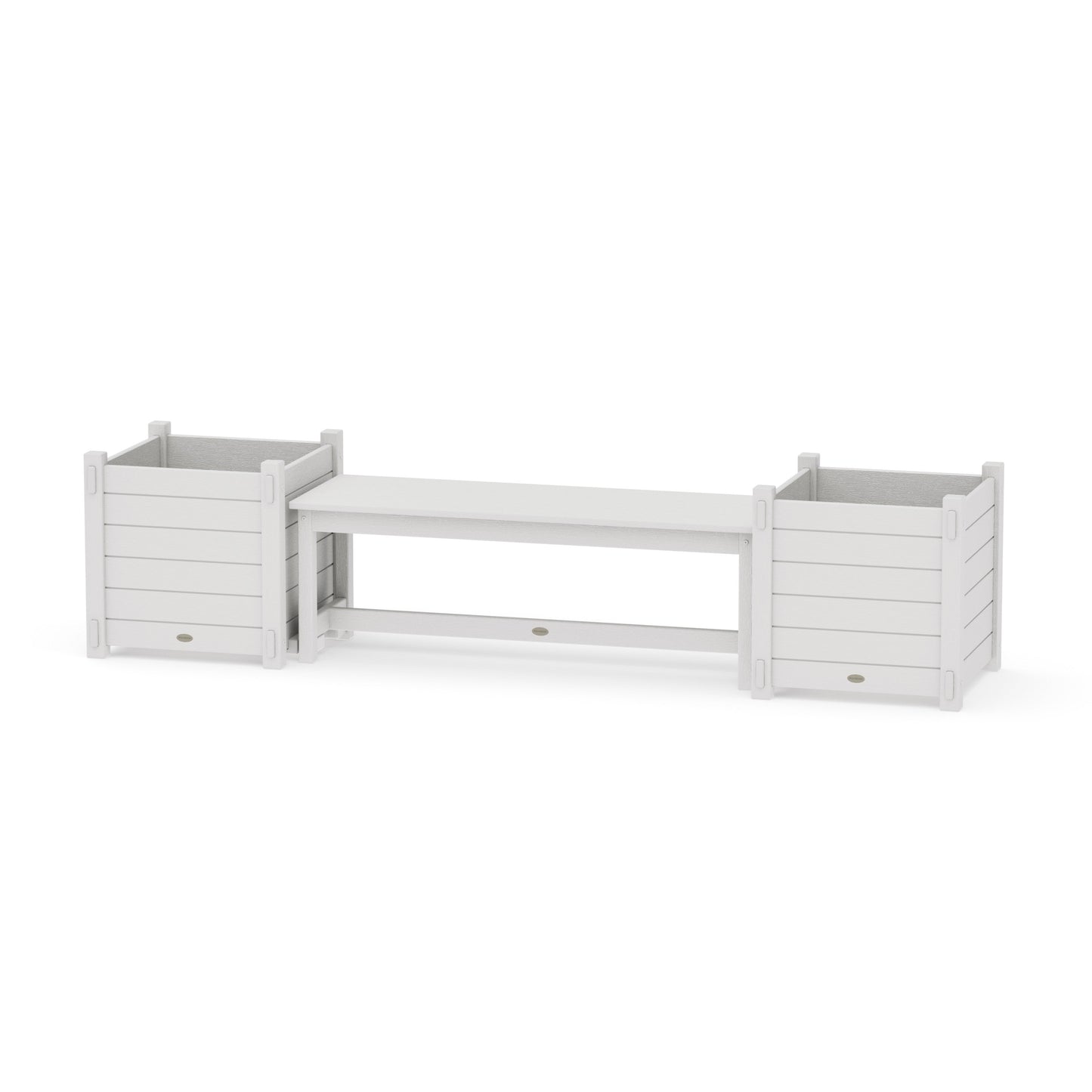 POLYWOOD 48" Nautical Straight Planter Bench Set - Large — Vintage White