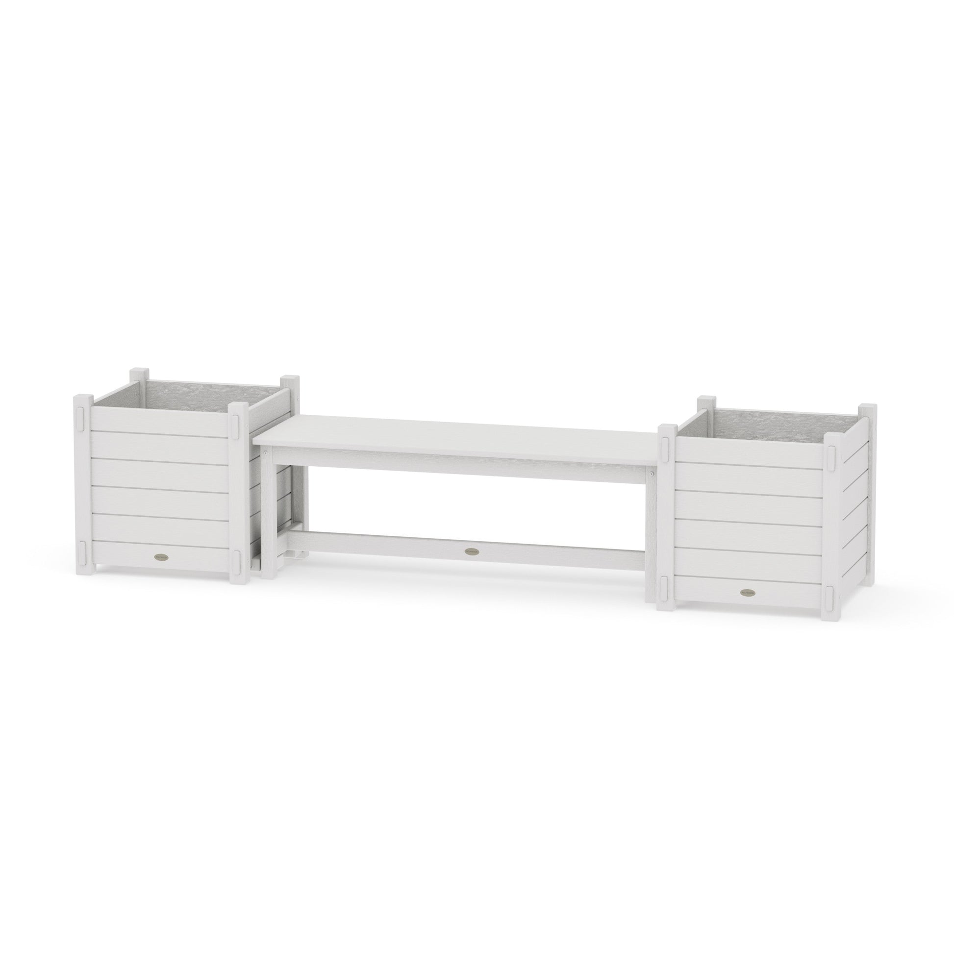 POLYWOOD 48" Nautical Straight Planter Bench Set - Large — Vintage White