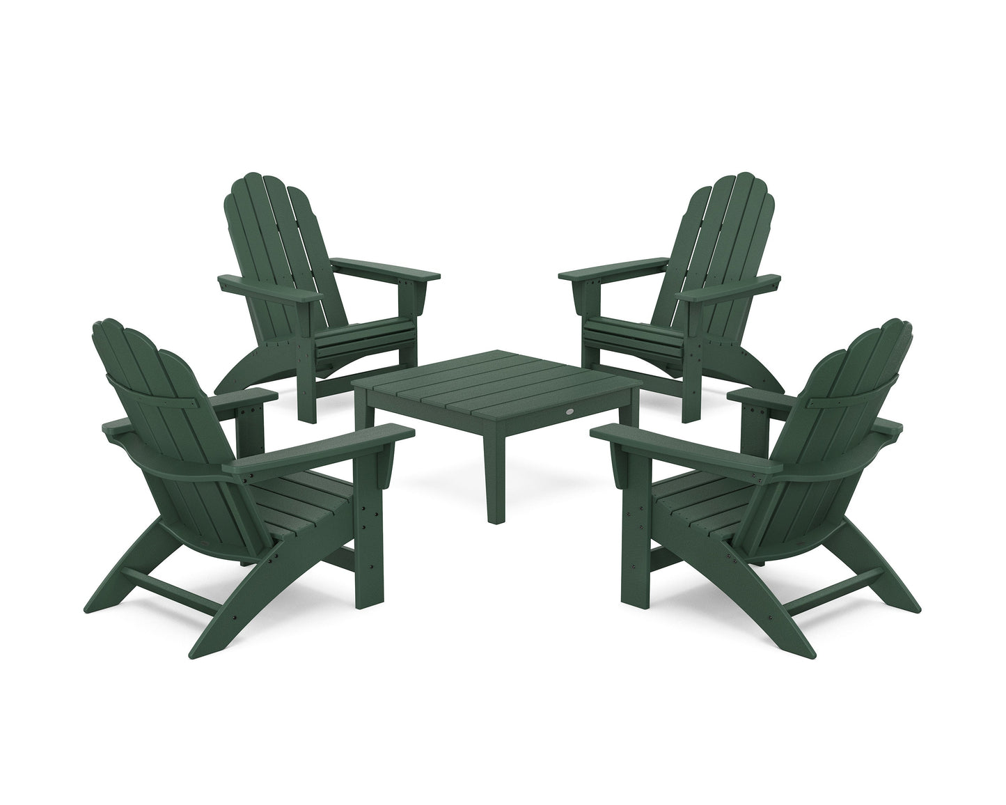 POLYWOOD 5-Piece Vineyard Grand Adirondack Chair Conversation Group — Green