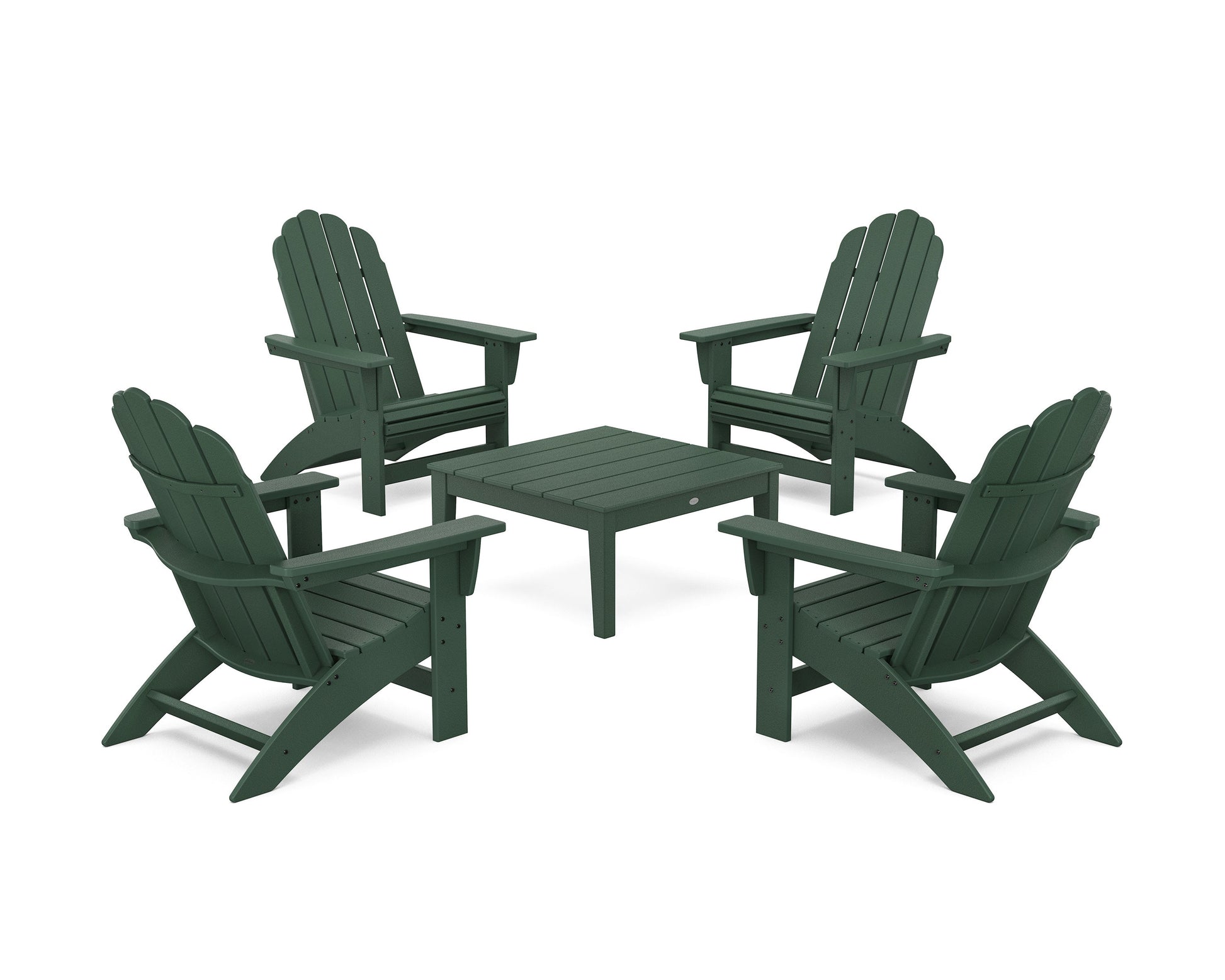 POLYWOOD 5-Piece Vineyard Grand Adirondack Chair Conversation Group — Green