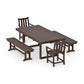 POLYWOOD Traditional Garden 5-Piece Dining Set with Benches — Kona