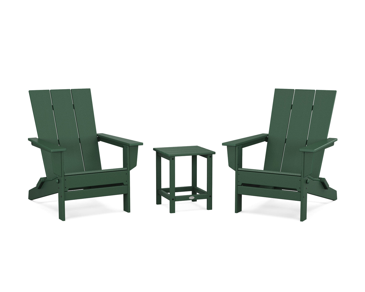 POLYWOOD 3-Piece Modern Studio Folding Adirondack Set — Green