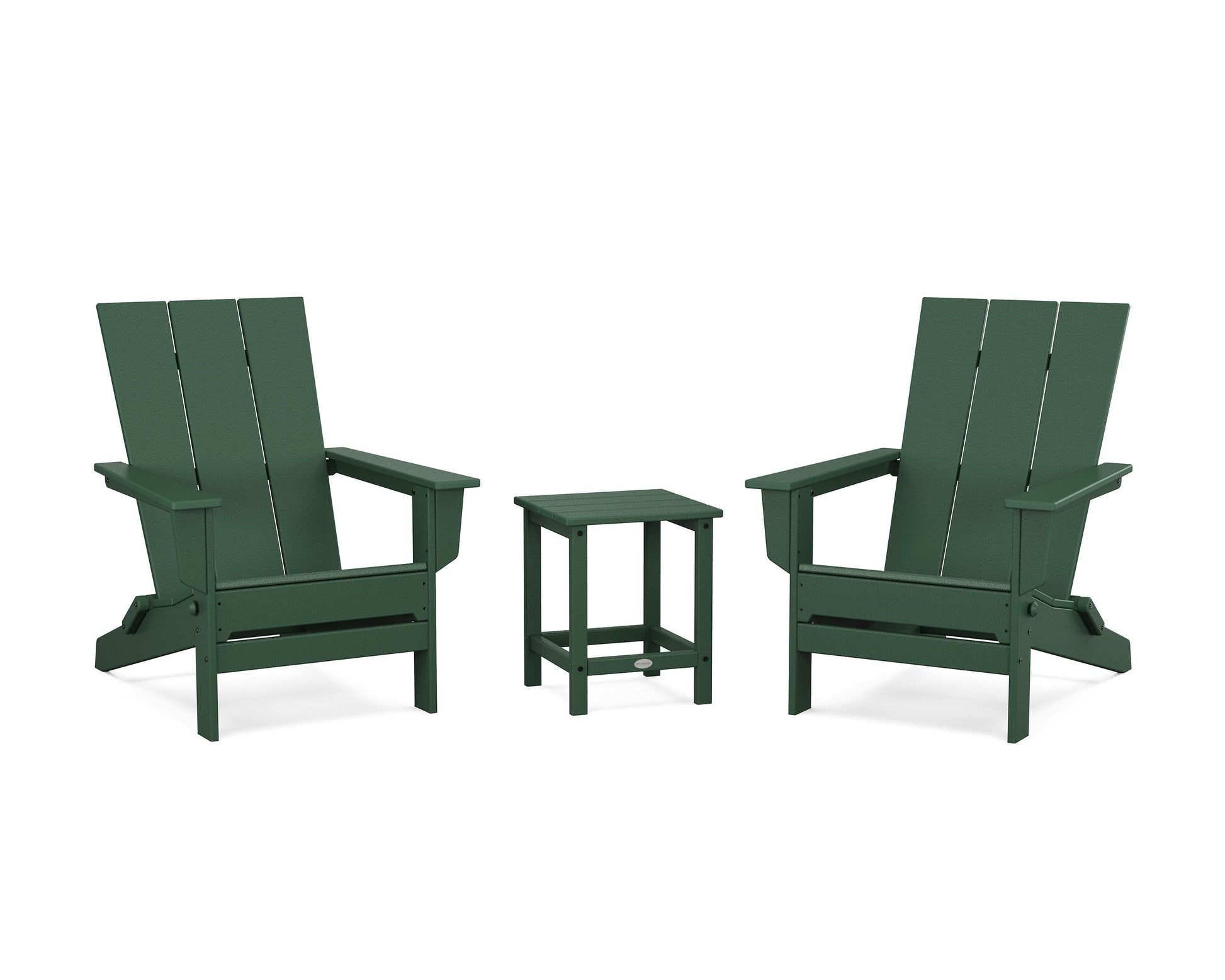 POLYWOOD 3-Piece Modern Studio Folding Adirondack Set — Green