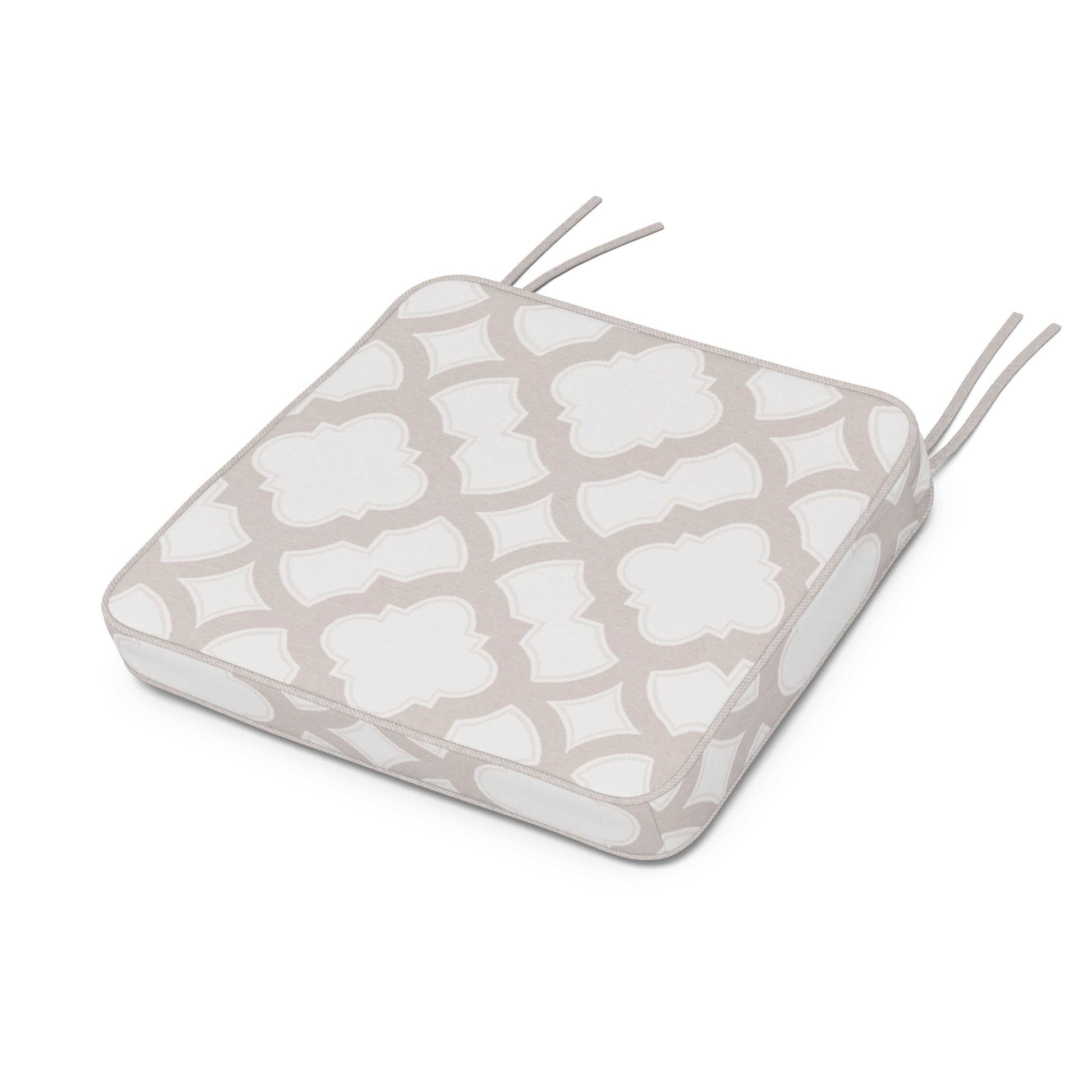 POLYWOOD Chinoiserie Arm Chair Seat Cushion — Trellis Dune Burlap