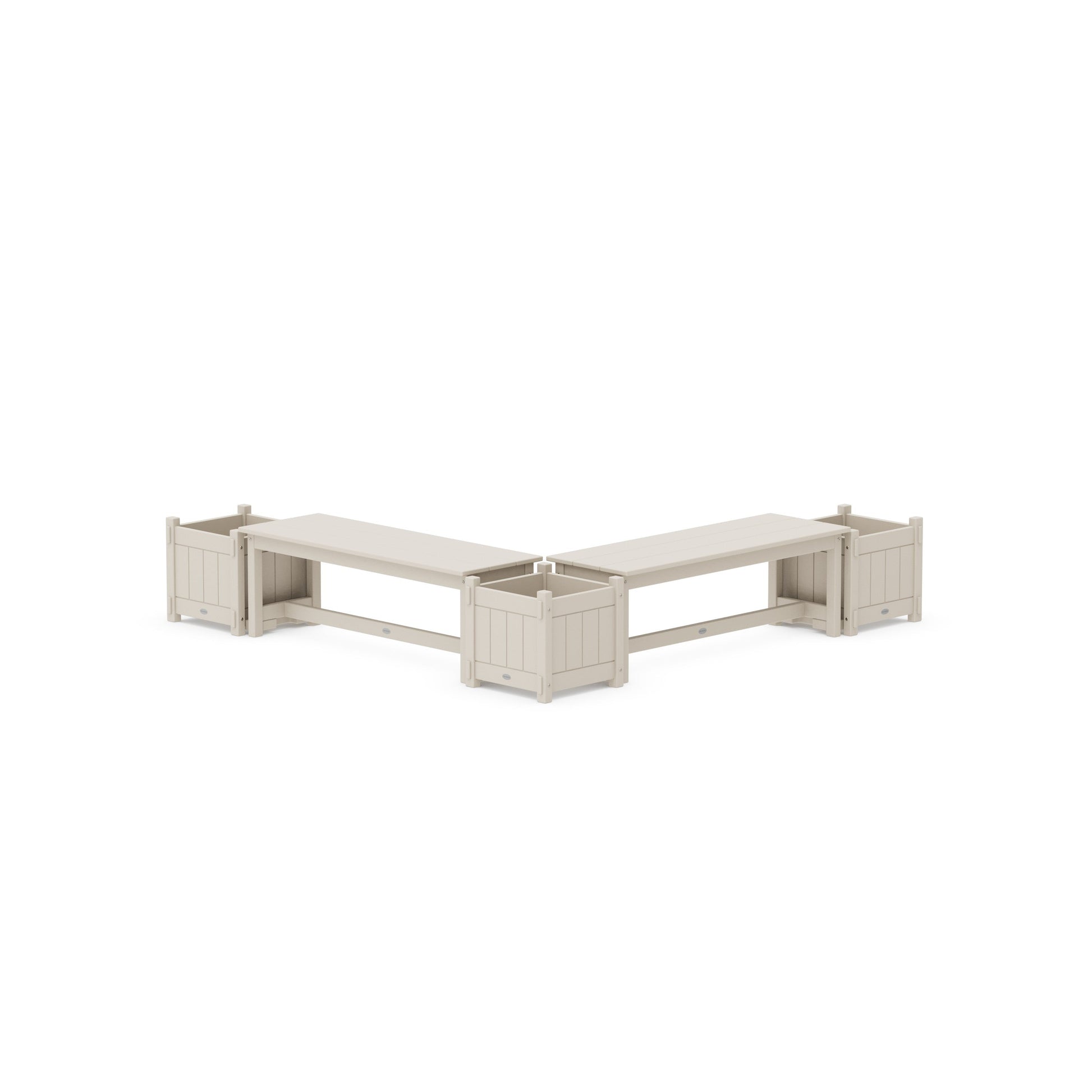 POLYWOOD 48" Vineyard L- Shaped Planter Bench Corner Set — Sand