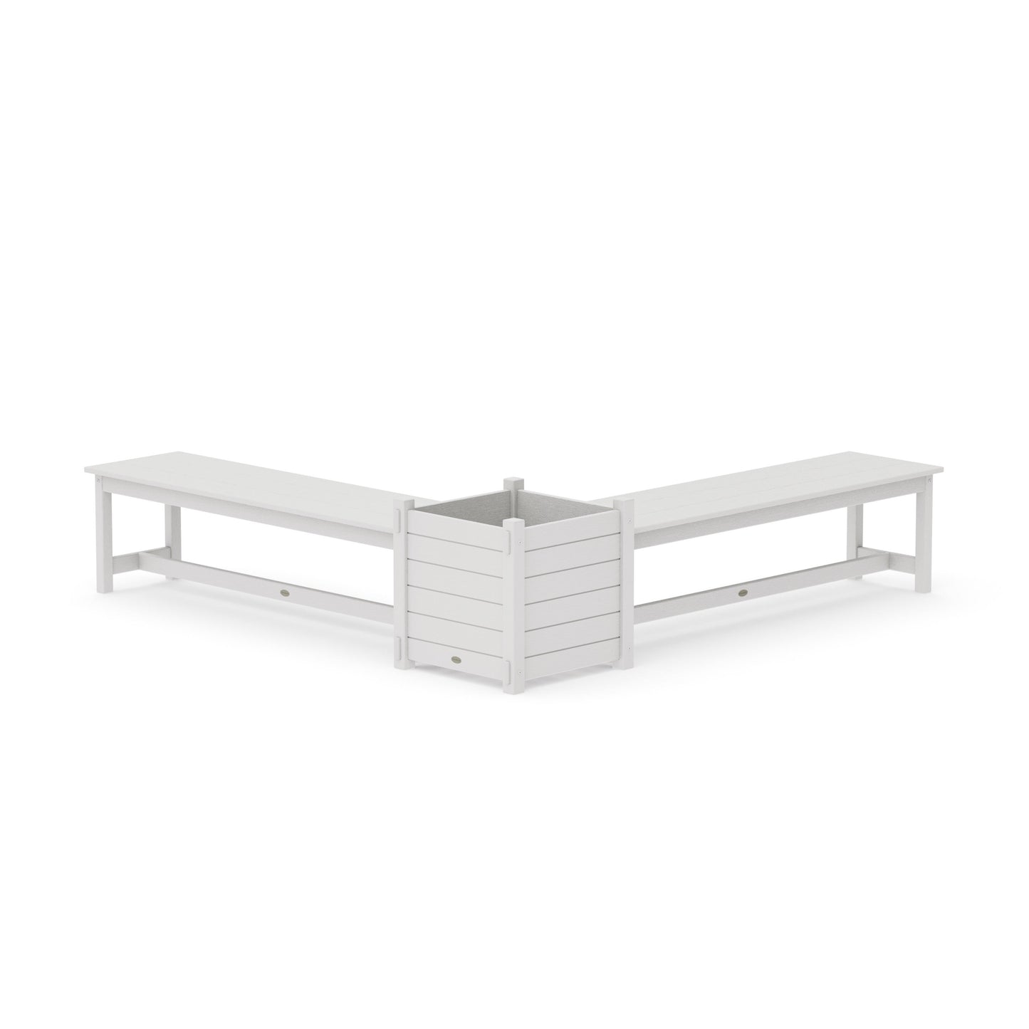POLYWOOD 60" Nautical L- Shaped Planter Bench Set- Large — Vintage White