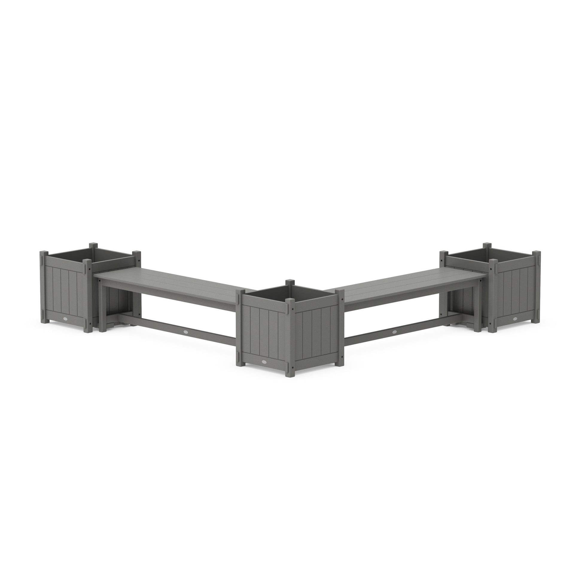 POLYWOOD 60" Vineyard L- Shaped Planter Bench Corner Set - Large — Slate Grey