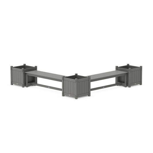 POLYWOOD 60" Vineyard L- Shaped Planter Bench Corner Set - Large — Slate Grey