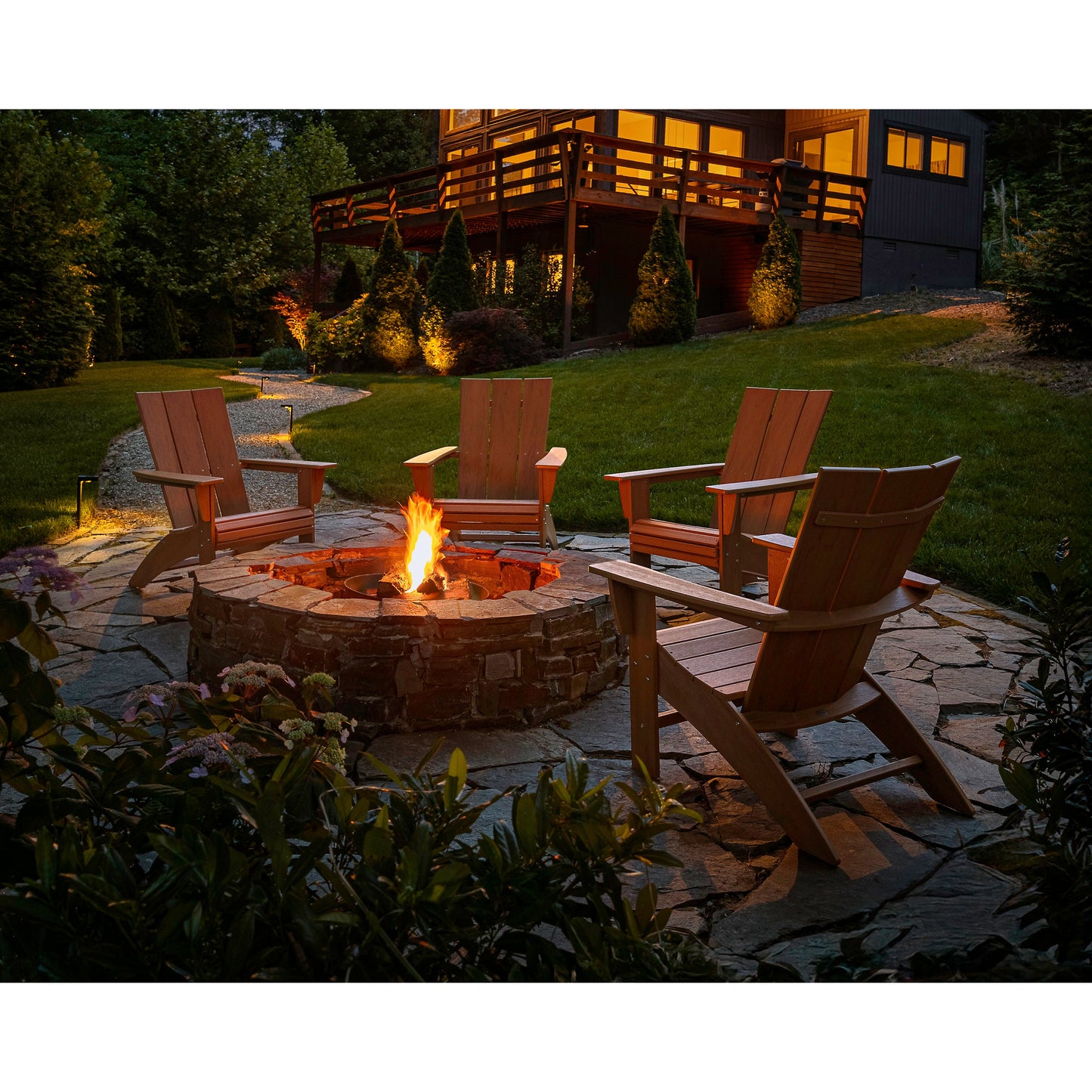 POLYWOOD 4-Piece Modern Curveback Adirondack Conversation Set