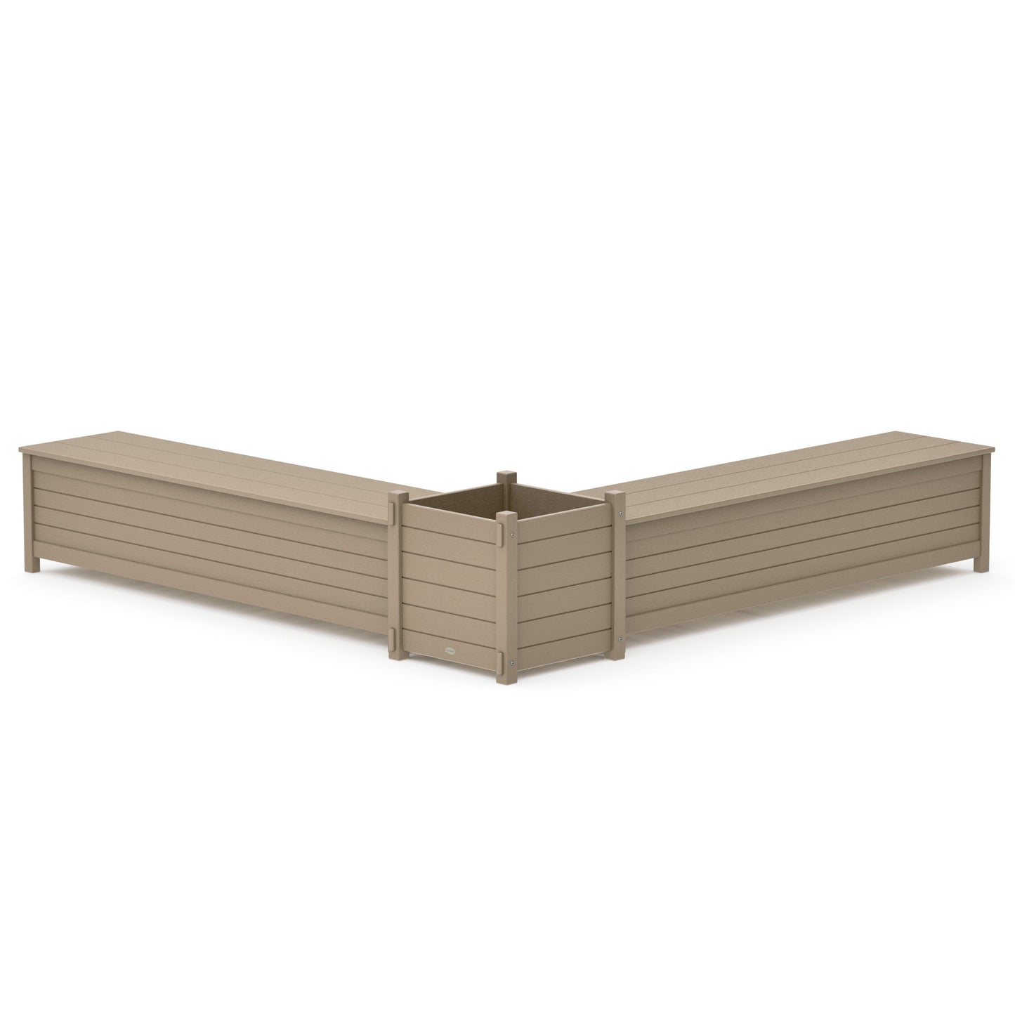 POLYWOOD 72" Nautical L- Shaped Planter Storage Bench Set- Large — Vintage Sahara