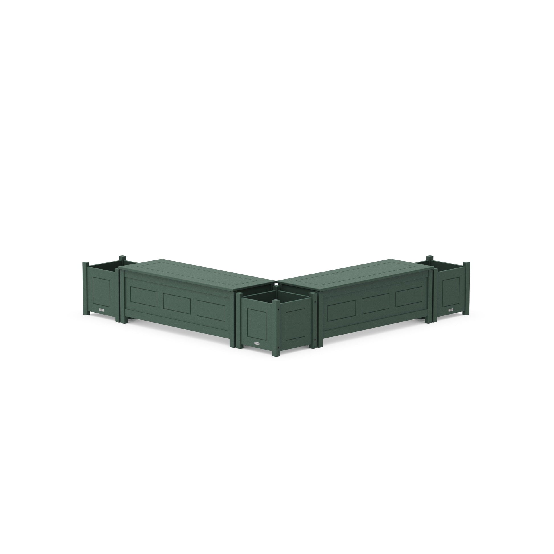 POLYWOOD 48" Country Living L- Shaped Planter Storage Bench Corner Set — Green
