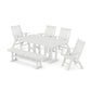 POLYWOOD Vineyard Folding Chair 6-Piece Farmhouse Dining Set with Bench — White