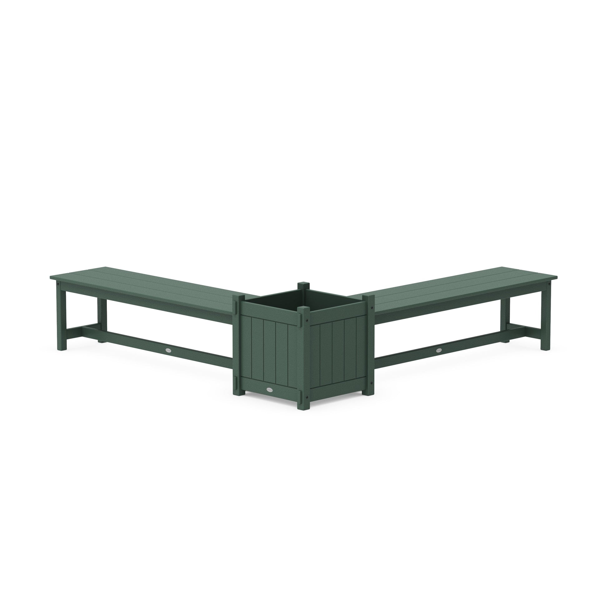 POLYWOOD 60" Vineyard L- Shaped Planter Bench Set- Large — Green