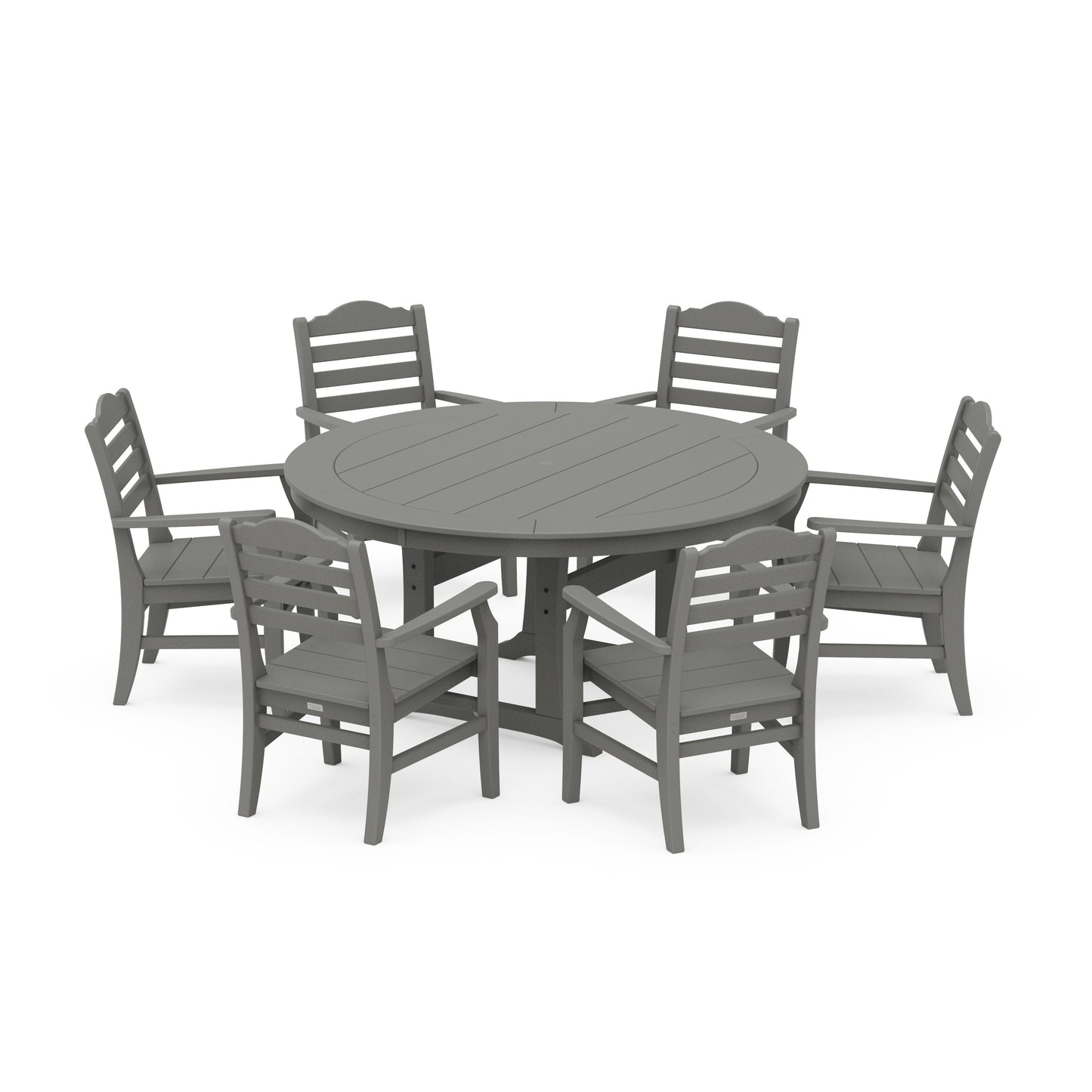 POLYWOOD Savannah 7-Piece Arm Chair Round Dining Set — Slate Grey