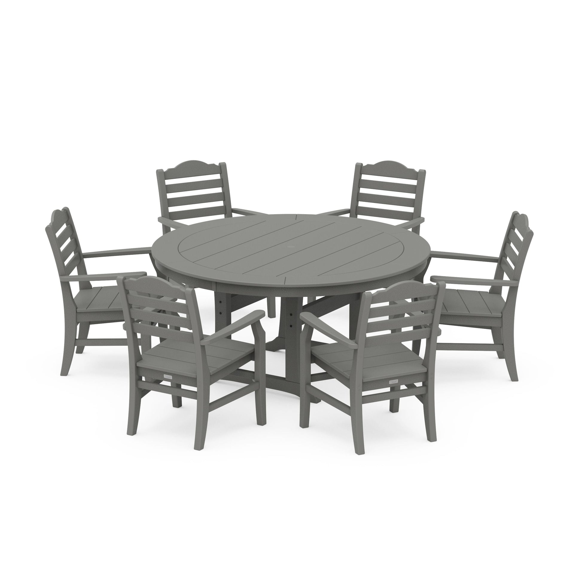 POLYWOOD Savannah 7-Piece Arm Chair Round Dining Set — Slate Grey