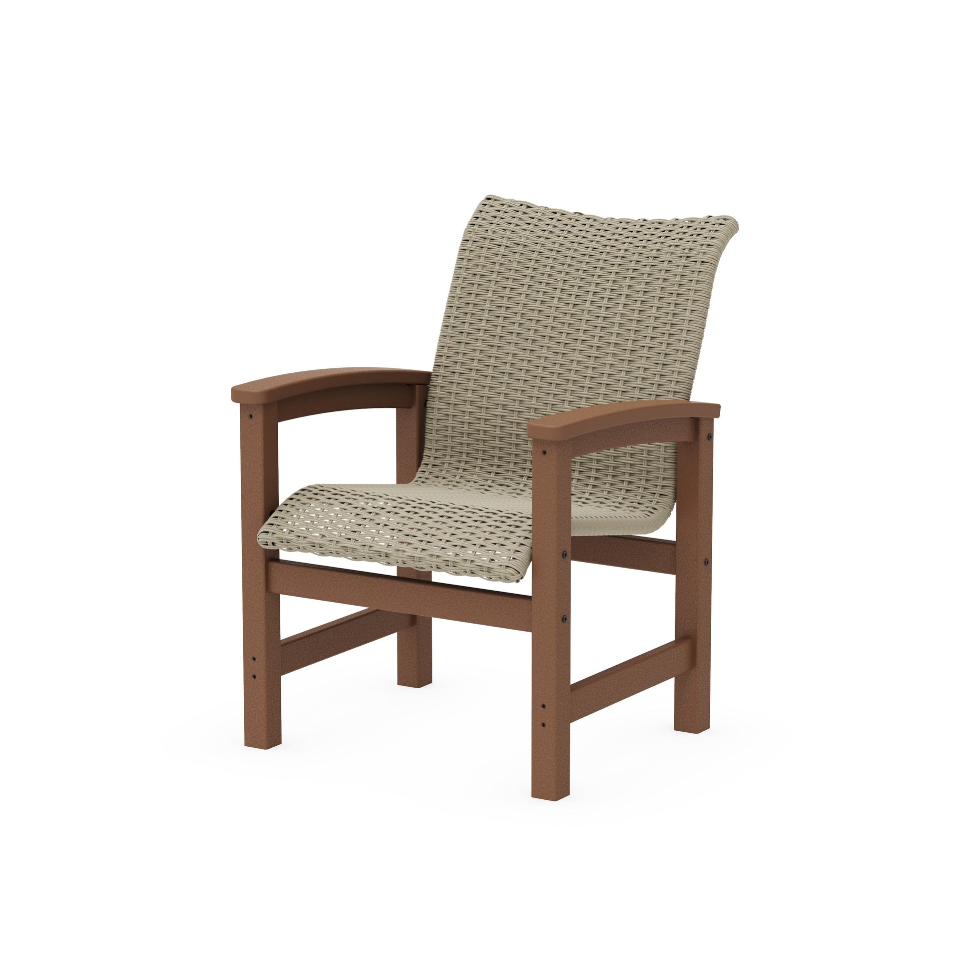 POLYWOOD Coastal Woven Dining Chair — Teak / Dune Grass