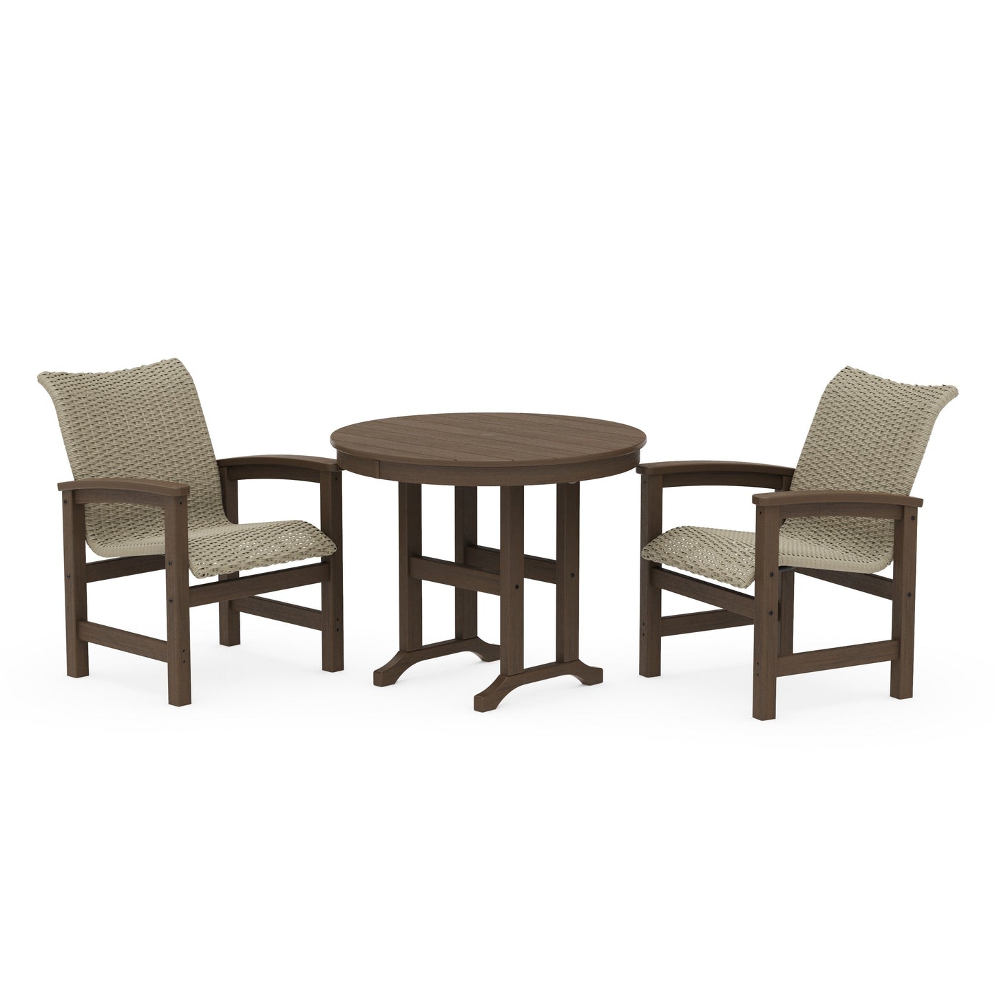 POLYWOOD Coastal Woven 3-Piece Farmhouse Dining Set — Kona / Dune Grass