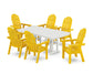 POLYWOOD Vineyard Curveback Adirondack Chair 7-Piece Farmhouse Dining Set — Lemon / White