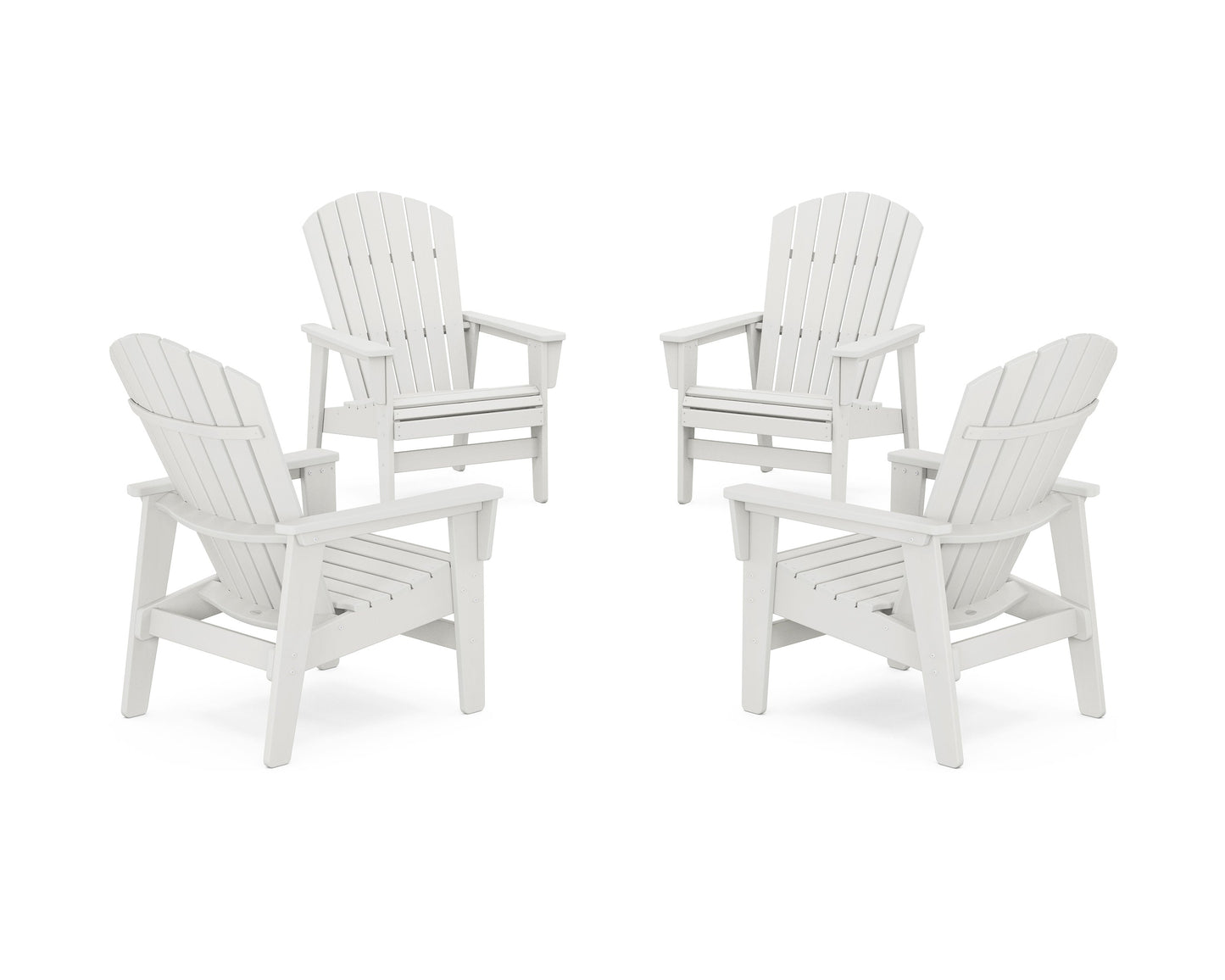 POLYWOOD 4-Piece Nautical Grand Upright Adirondack Chair Conversation Set — Vintage White