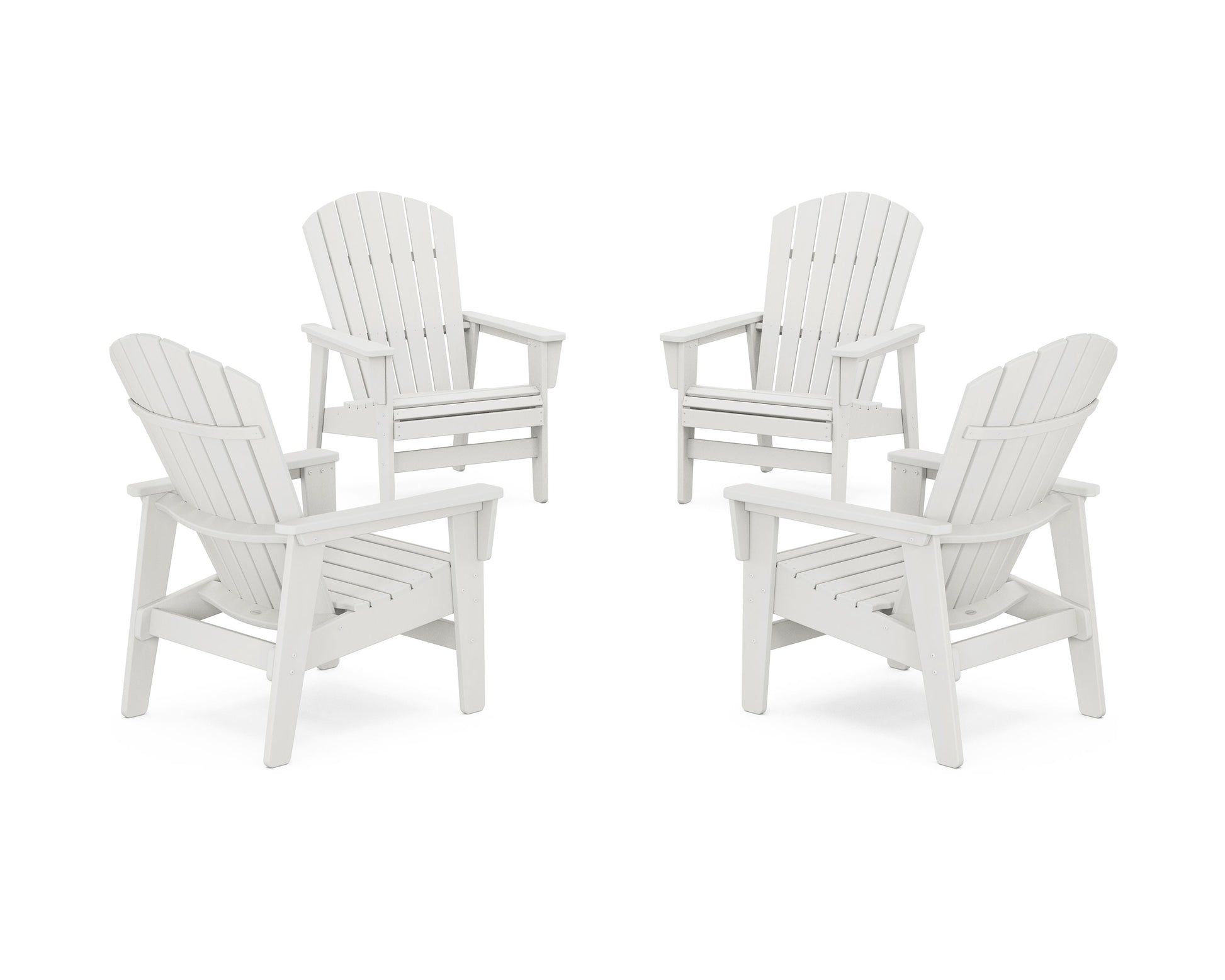 POLYWOOD 4-Piece Nautical Grand Upright Adirondack Chair Conversation Set — Vintage White