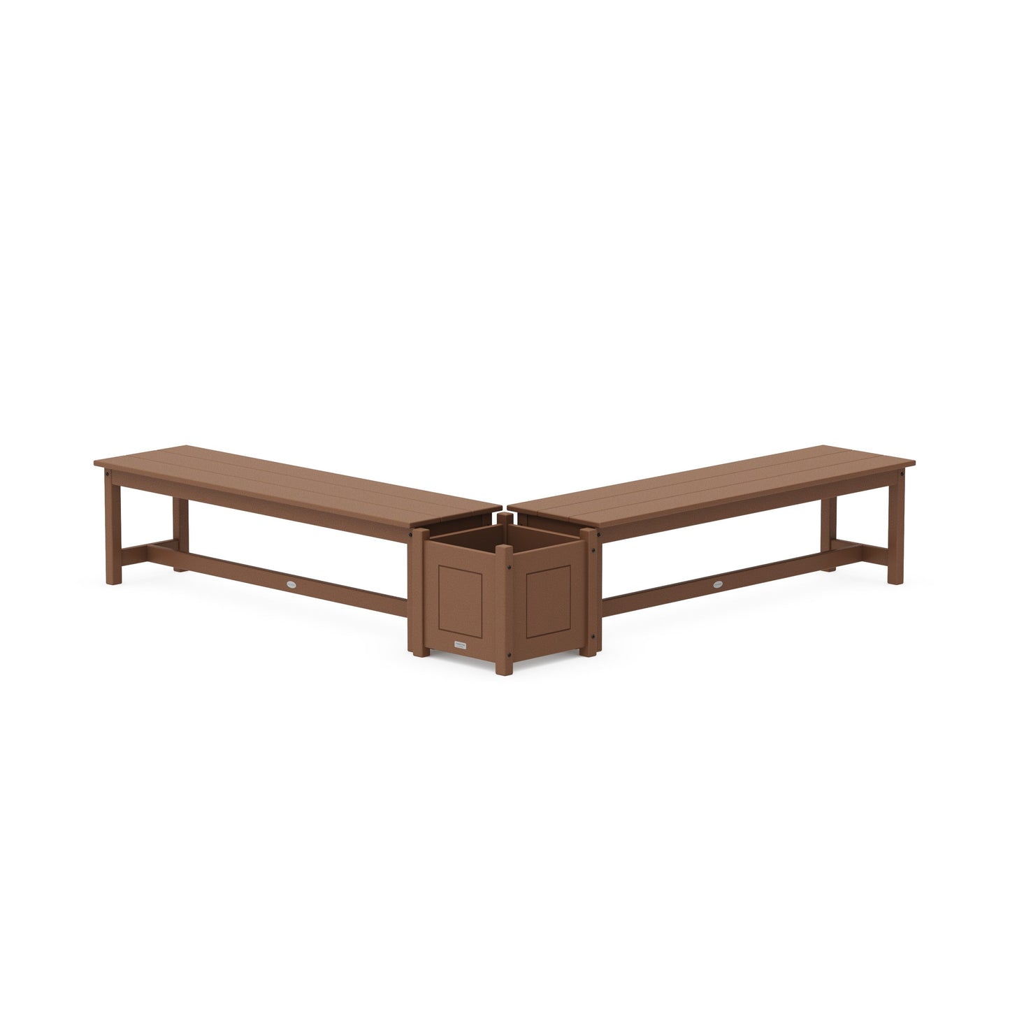 POLYWOOD 60" Country Living L- Shaped Planter Bench Set — Teak