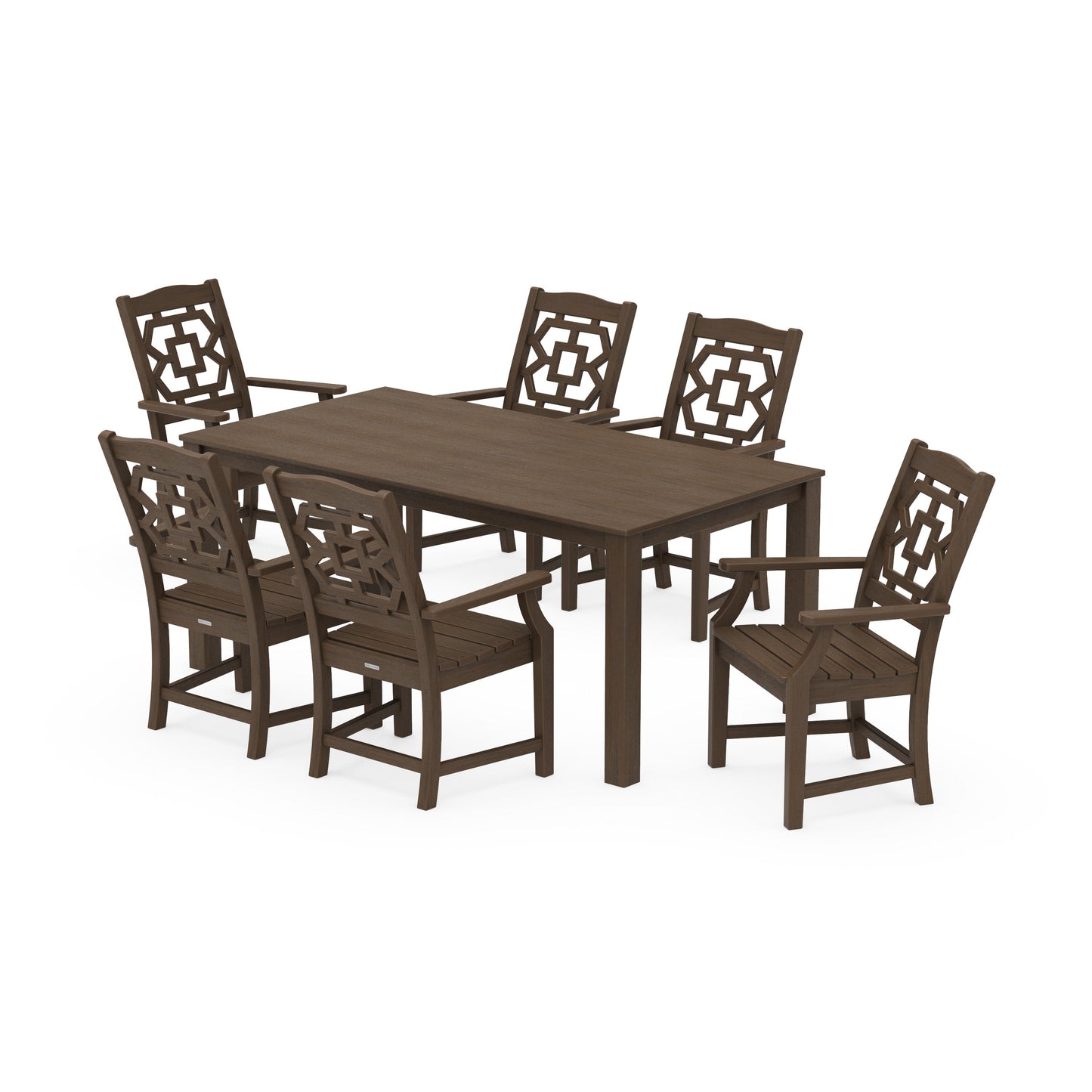 POLYWOOD Chinoiserie Arm Chair 7-Piece Parsons Dining Set — Kona