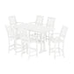 POLYWOOD Chinoiserie Arm Chair 7-Piece Bar Set with Trestle Legs — White